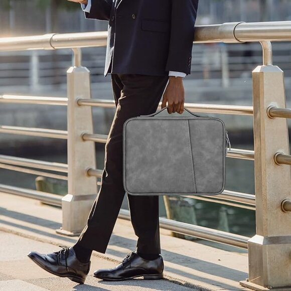 NEW! Faux Leather Laptop Computer Carrying Case w/Plush Pocket & Velcro Strap - Picture 1 of 15